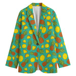 Tropical Pineapples Pattern Print Women's Cotton Blazer