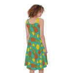 Tropical Pineapples Pattern Print Women's Sleeveless Dress