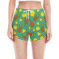 Tropical Pineapples Pattern Print Women's Split Running Shorts