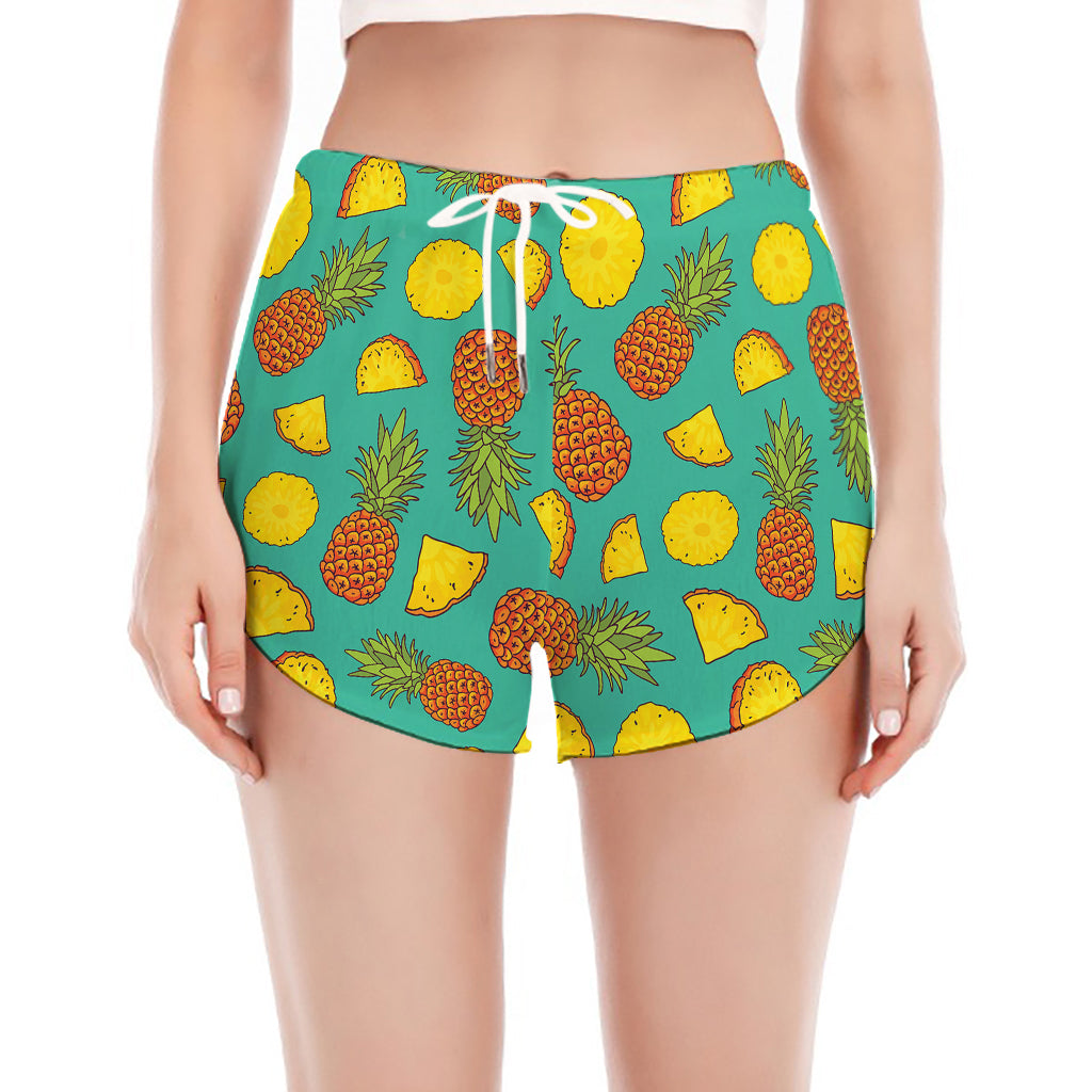 Tropical Pineapples Pattern Print Women's Split Running Shorts