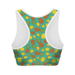 Tropical Pineapples Pattern Print Women's Sports Bra