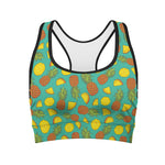 Tropical Pineapples Pattern Print Women's Sports Bra