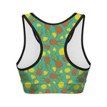 Tropical Pineapples Pattern Print Women's Sports Bra