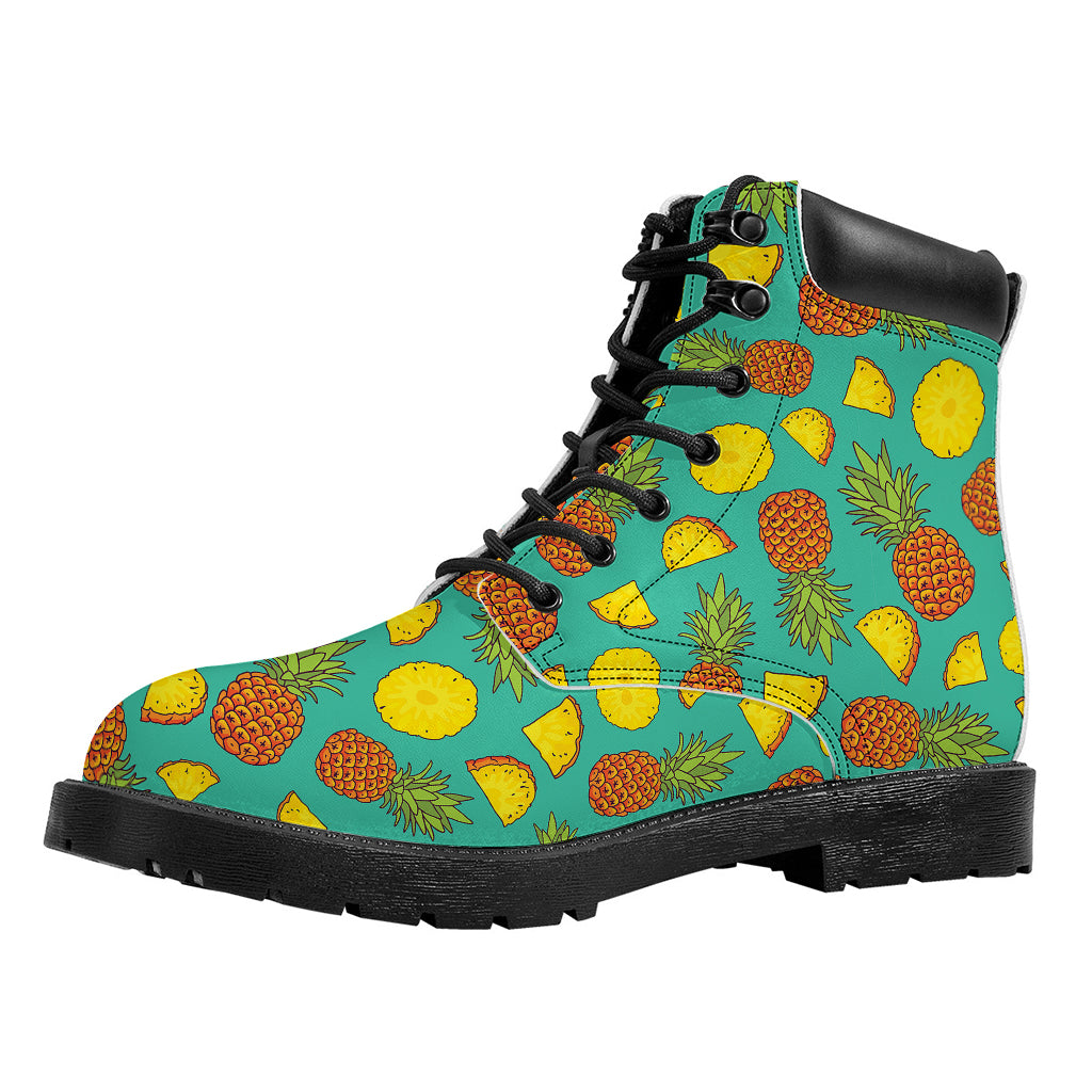 Tropical Pineapples Pattern Print Work Boots