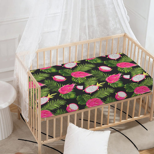 Tropical Pitaya Pattern Print Baby Crib Sheet