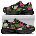 Tropical Pitaya Pattern Print Black Chunky Shoes