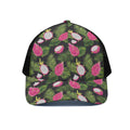 Tropical Pitaya Pattern Print Black Mesh Trucker Hat