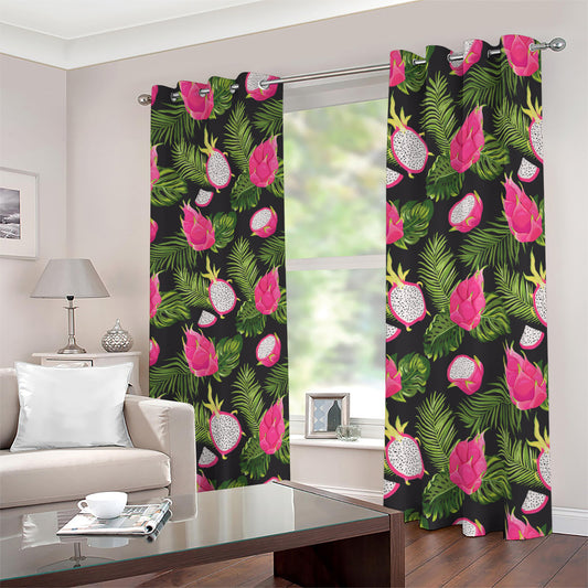 Tropical Pitaya Pattern Print Blackout Grommet Curtains