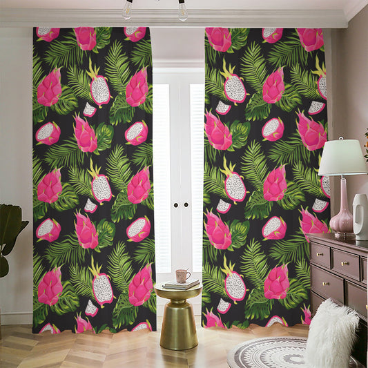 Tropical Pitaya Pattern Print Blackout Pencil Pleat Curtains
