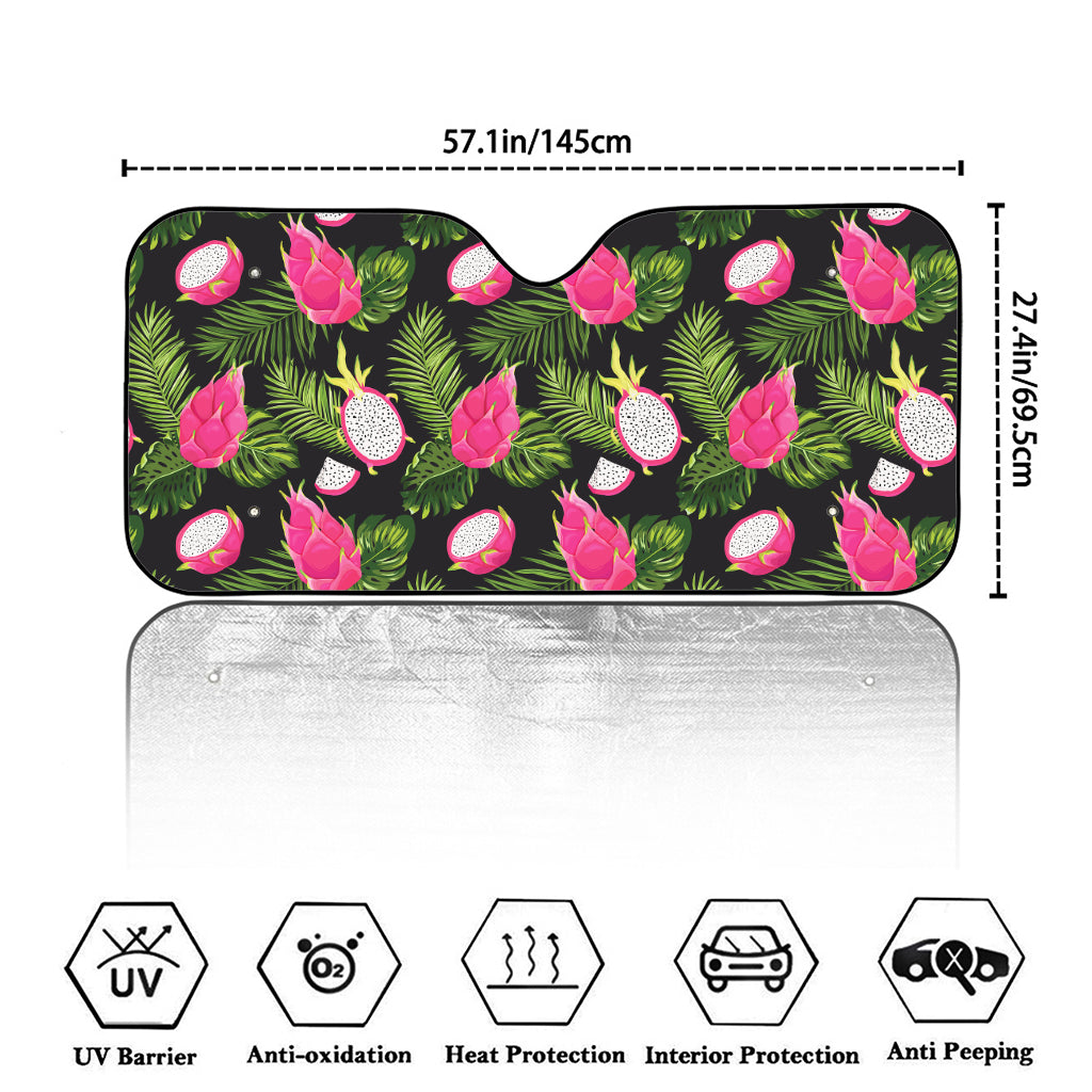 Tropical Pitaya Pattern Print Car Windshield Sun Shade