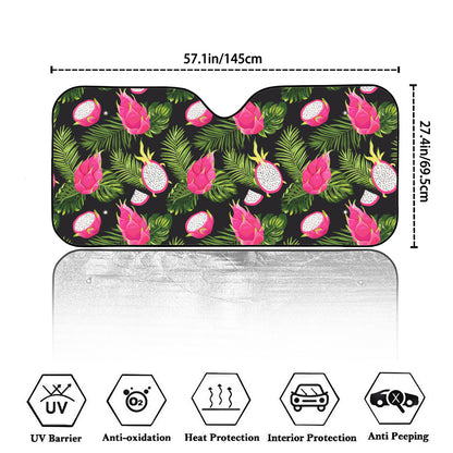 Tropical Pitaya Pattern Print Car Windshield Sun Shade