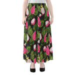 Tropical Pitaya Pattern Print Chiffon Maxi Skirt