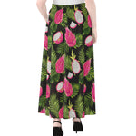 Tropical Pitaya Pattern Print Chiffon Maxi Skirt