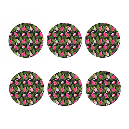 Tropical Pitaya Pattern Print Coaster Set