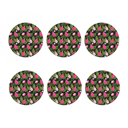 Tropical Pitaya Pattern Print Coaster Set
