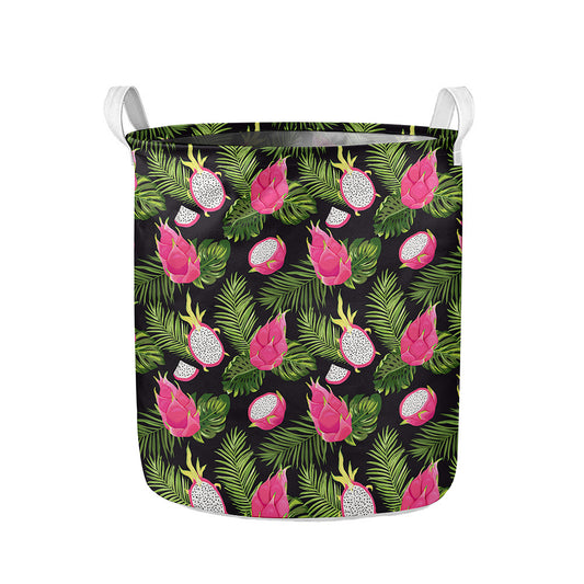 Tropical Pitaya Pattern Print Collapsible Laundry Basket