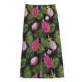Tropical Pitaya Pattern Print Cotton Front Slit Maxi Skirt