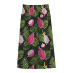 Tropical Pitaya Pattern Print Cotton Front Slit Maxi Skirt