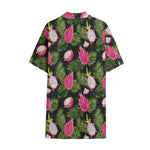 Tropical Pitaya Pattern Print Cotton Hawaiian Shirt