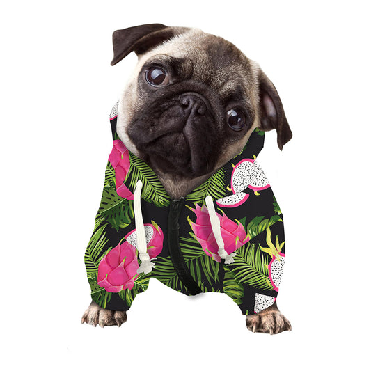 Tropical Pitaya Pattern Print Dog Zip Up Hoodie