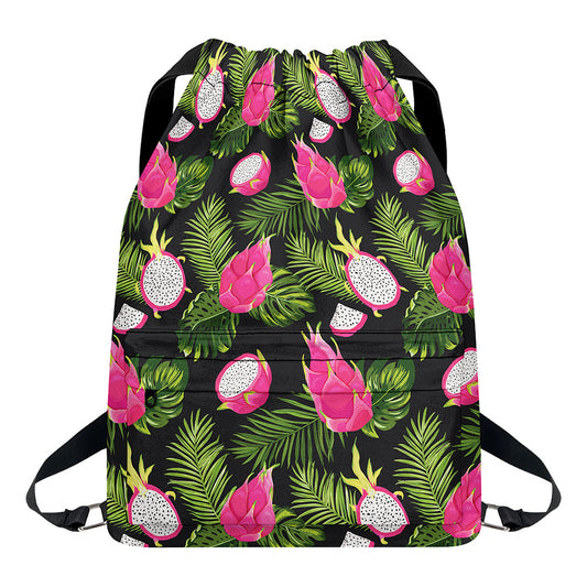 Tropical Pitaya Pattern Print Drawstring Backpack