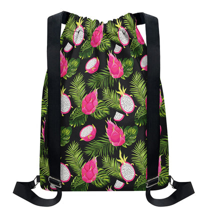Tropical Pitaya Pattern Print Drawstring Backpack