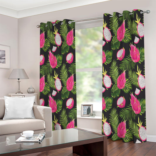 Tropical Pitaya Pattern Print Extra Wide Grommet Curtains