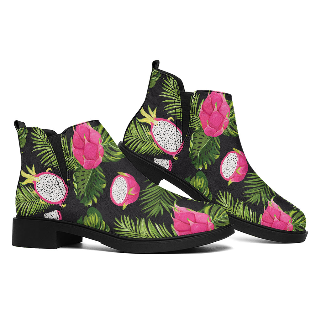 Tropical Pitaya Pattern Print Flat Ankle Boots