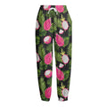 Tropical Pitaya Pattern Print Fleece Lined Knit Pants