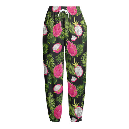 Tropical Pitaya Pattern Print Fleece Lined Knit Pants