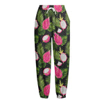 Tropical Pitaya Pattern Print Fleece Lined Knit Pants