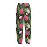 Tropical Pitaya Pattern Print Fleece Lined Knit Pants