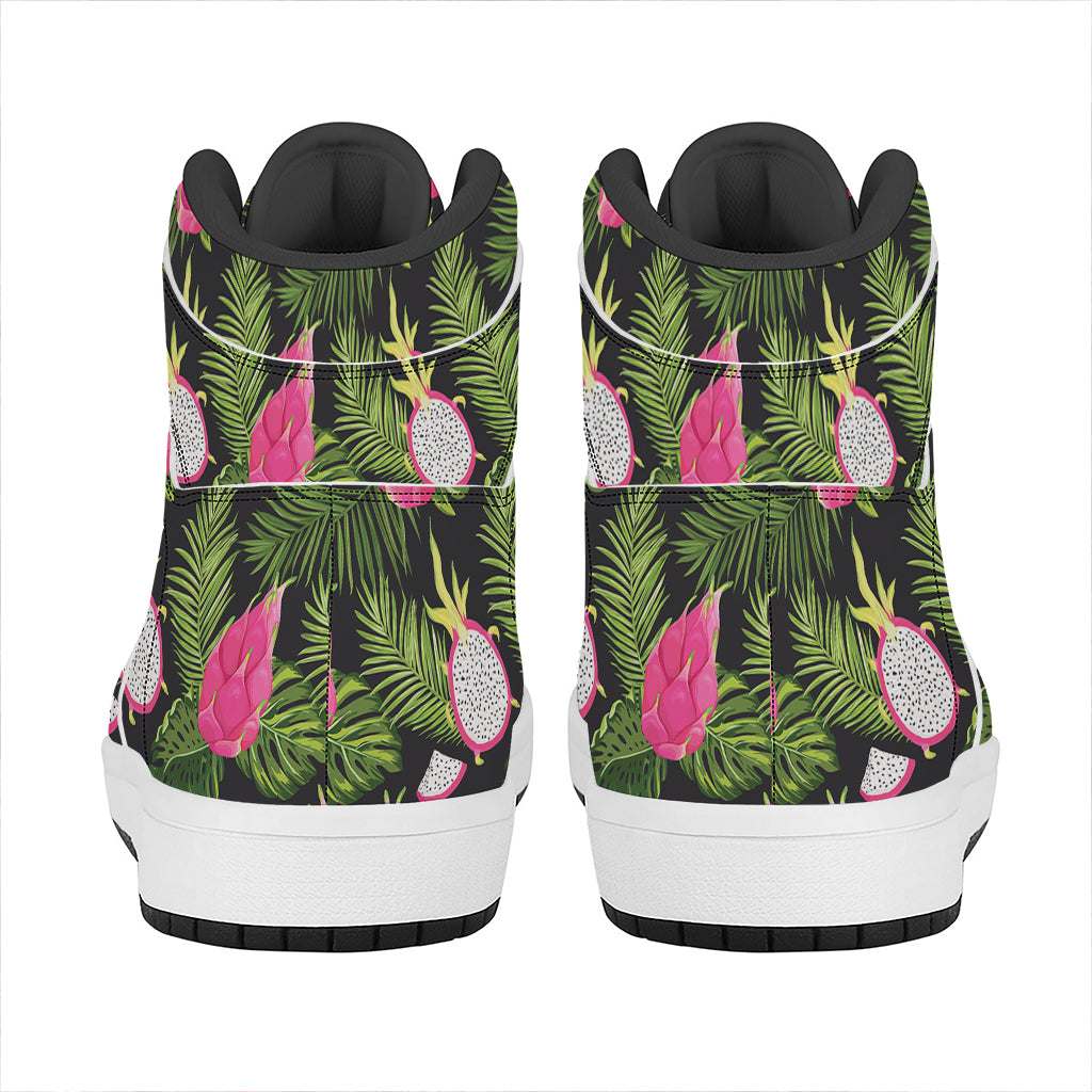 Tropical Pitaya Pattern Print High Top Leather Sneakers
