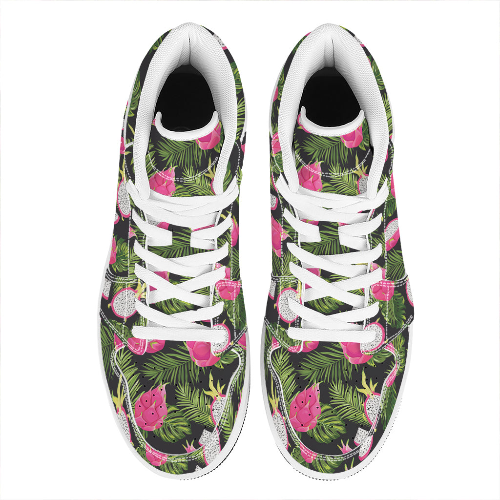 Tropical Pitaya Pattern Print High Top Leather Sneakers
