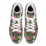 Tropical Pitaya Pattern Print High Top Leather Sneakers