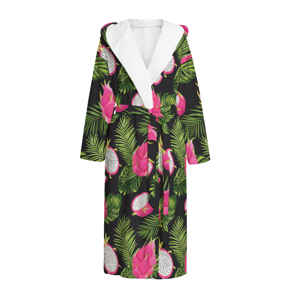 Tropical Pitaya Pattern Print Hooded Bathrobe