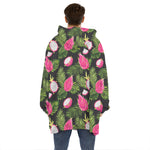Tropical Pitaya Pattern Print Hoodie Blanket