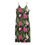 Tropical Pitaya Pattern Print Jersey Midi Cami Dress