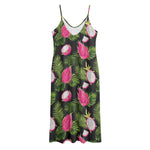 Tropical Pitaya Pattern Print Jersey Midi Cami Dress