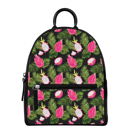 Tropical Pitaya Pattern Print Leather Backpack