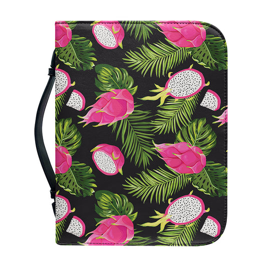 Tropical Pitaya Pattern Print Leather Bible Cover