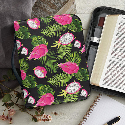 Tropical Pitaya Pattern Print Leather Bible Cover