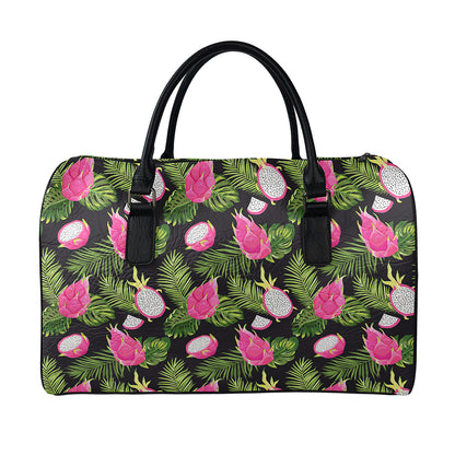 Tropical Pitaya Pattern Print Leather Duffle Bag