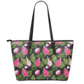 Tropical Pitaya Pattern Print Leather Tote Bag With Zipper