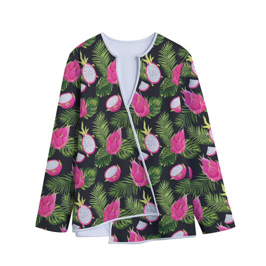 Tropical Pitaya Pattern Print Long Sleeve Short Coat
