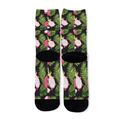 Tropical Pitaya Pattern Print Long Socks