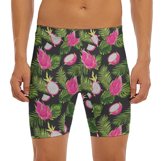 Tropical Pitaya Pattern Print Men's Long Boxer Briefs