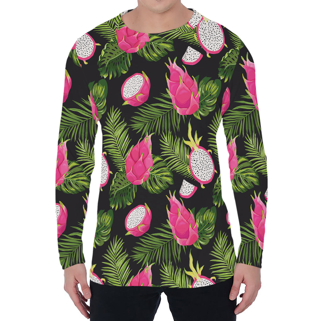 Tropical Pitaya Pattern Print Men's Long Sleeve T-Shirt