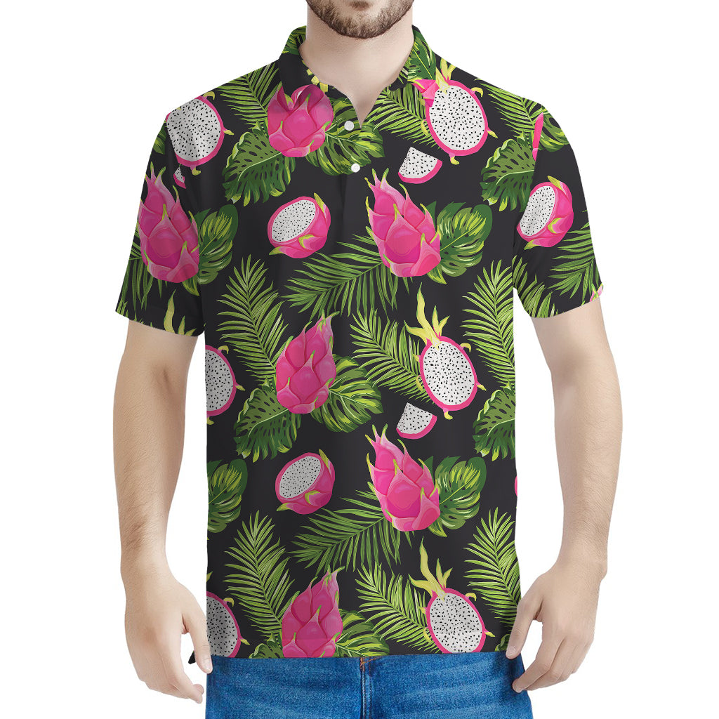 Tropical Pitaya Pattern Print Men's Polo Shirt