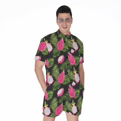 Tropical Pitaya Pattern Print Men's Rompers